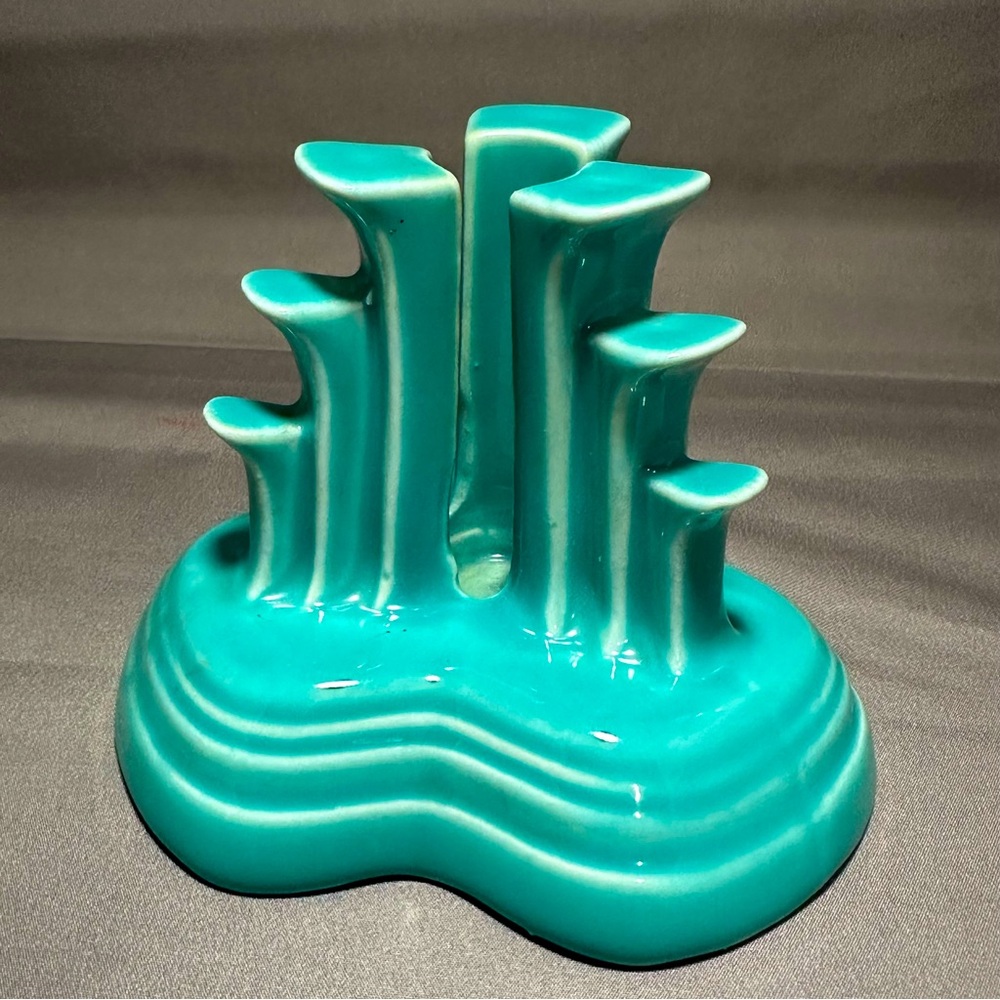 Fiesta Turquoise Tripod Pyramid Candlestick Holder Single VINTAGE Discontinued